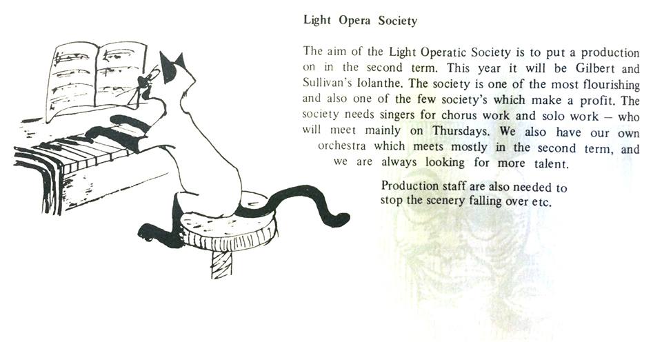 LOpSoc's advert in the 1972-1973 SUSU Handbook advertising the show